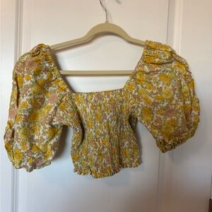 Floral Puff Sleeve Blouse in Yellow by faithful the brand